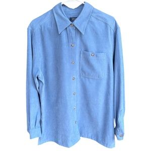 Crazy Horse Liz Claiborne Men's Blue Button Up Shirt Size Large Business Chic